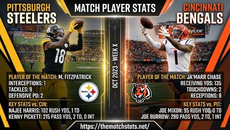 Pittsburgh Steelers vs Bengals Match Player Stats